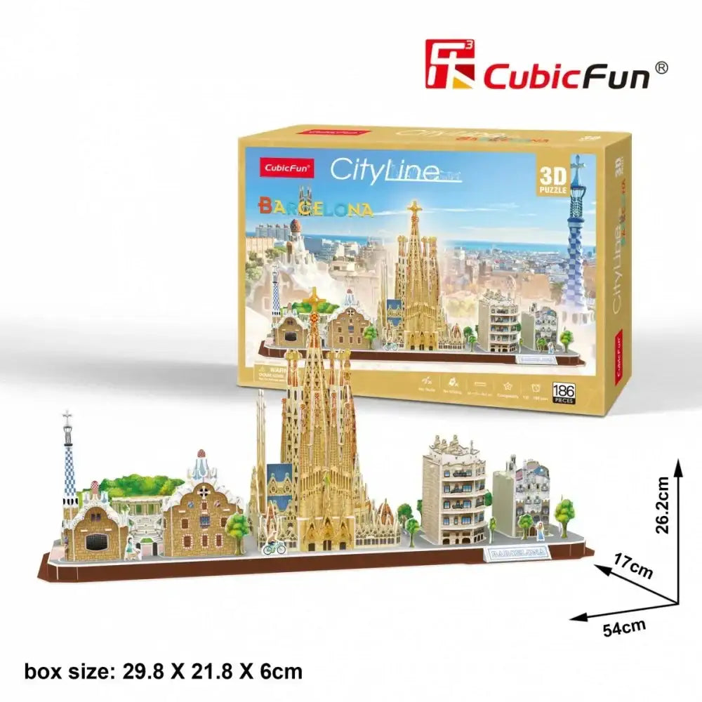 Cubic Fun Puzzle 3D City Line Barcelona kolorowa układanka edukacyjna - zabawki-dla-dziewczynki
