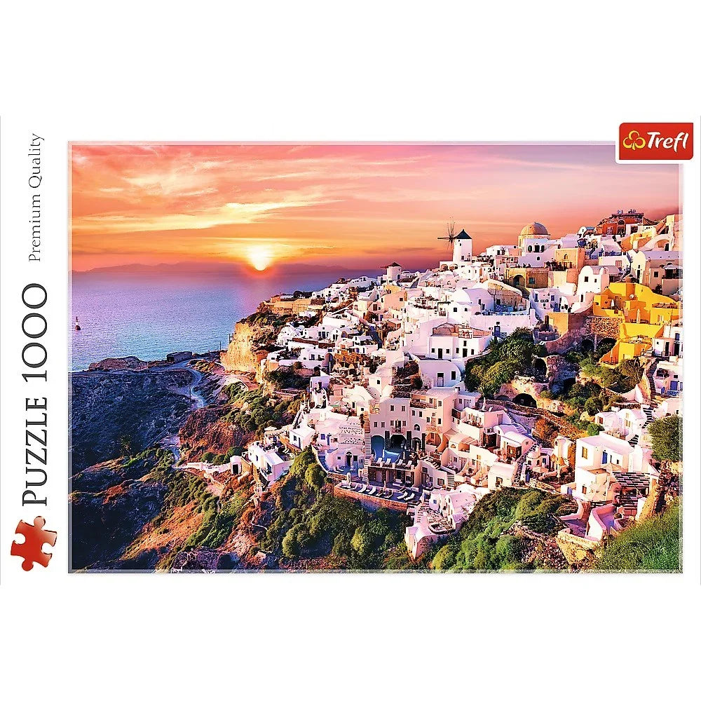 Puzzle 1000 elementów Zachód słońca nad Santorini - zabawki-dla-dziewczynki