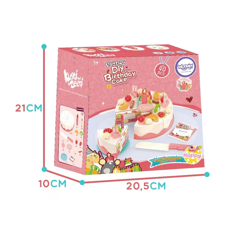 WOOPIE Tort Urodzinowy do Krojenia Świeczki Owoce 40 el. - zabawki-dla-dziewczynki