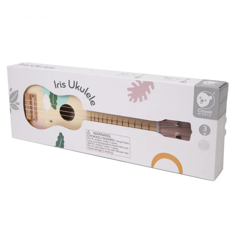 CLASSIC WORLD Drewniane Ukulele Gitara dla Dzieci Różowa - zabawki-dla-dziewczynki