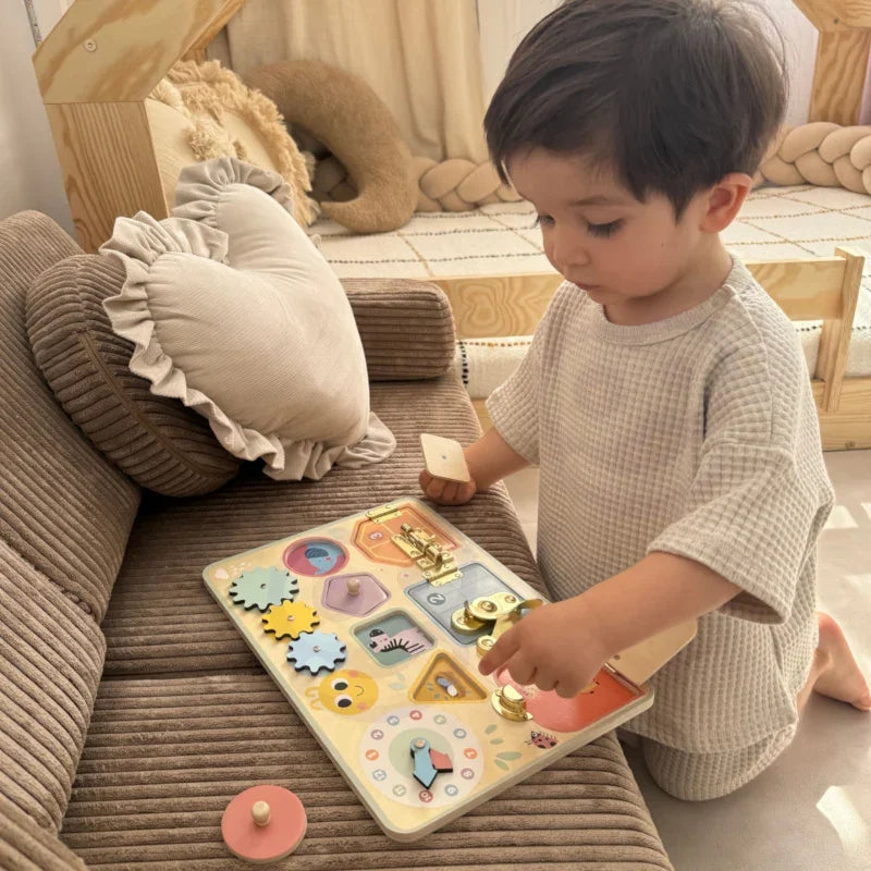 2-TOOKY TOY Tablica Manipulacyjna Zamki Zębatki Sorter Zegar-2