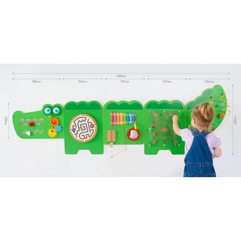 VIGA Tablica Sensoryczna Manipulacyjna Krokodyl Certyfikat FSC Montessori - zabawki-dla-dziewczynki