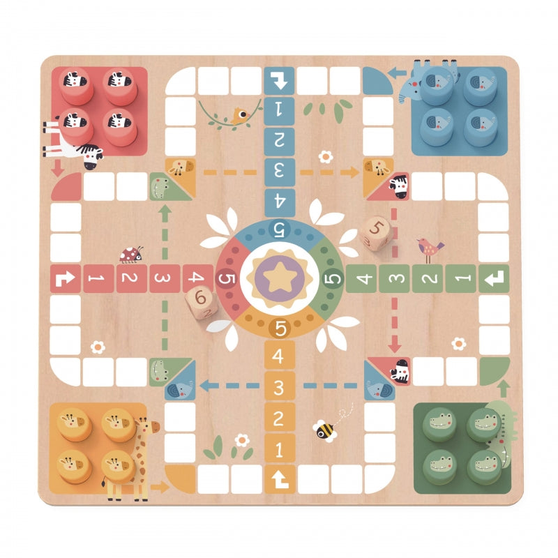 WOOPIE GREEN Gry Planszowe Logiczne 2w1 Ludo Chińczyk + Uwolnij Zwierzątka - zabawki-dla-dziewczynki
