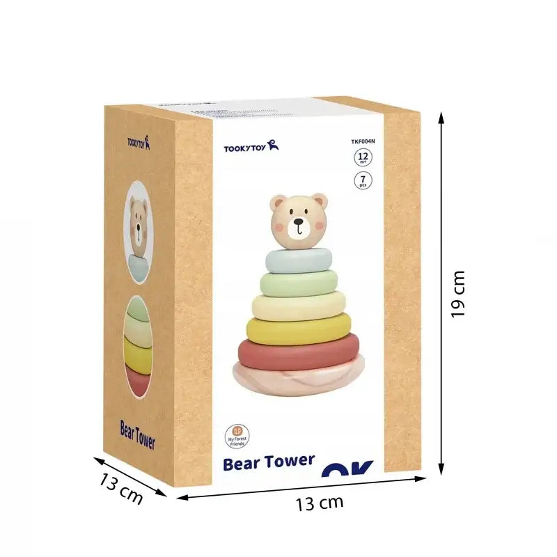 Kolorowy Stacker TOOKY TOY Miś edukacyjna drewniana układanka - zabawki-dla-dziewczynki