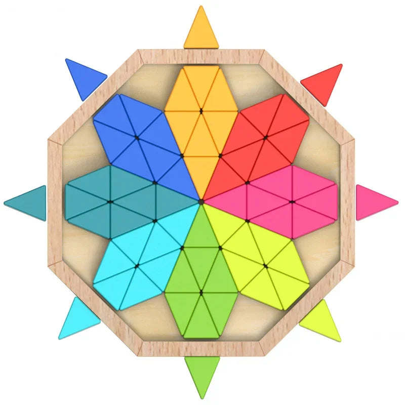 TOOKY TOY Puzzle Ośmiokątne Drewniana Mozaika Edukacyjna (73el.) - zabawki-dla-dziewczynki