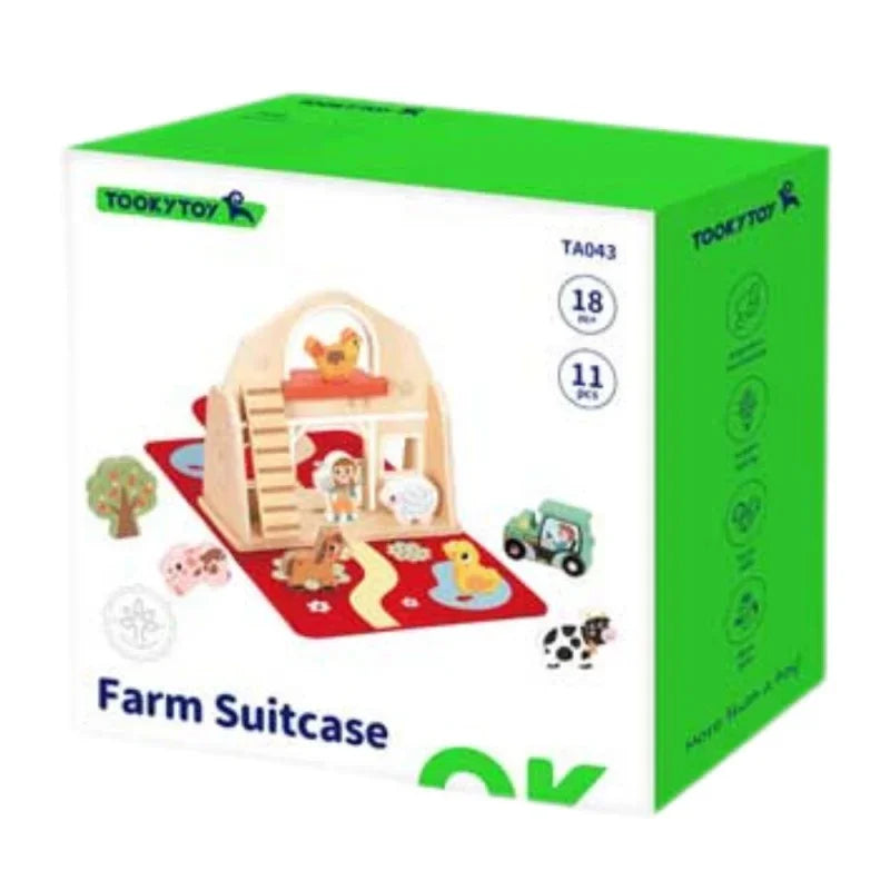 TOOKY TOY Drewniana Składana Farma w Walizce ze Zwierzątkami - zabawki-dla-dziewczynki