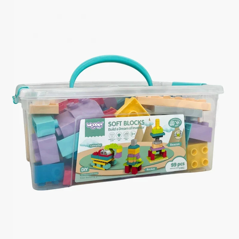 WOOPIE Klocki Soft Blocks Zestaw 99 Elementów w Pudełku - zabawki-dla-dziewczynki
