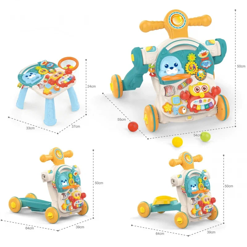 WOOPIE BABY Pchacz Chodzik Stolik Edukacyjny Hulajnoga Jeździk 4w1 - zabawki-dla-dziewczynki