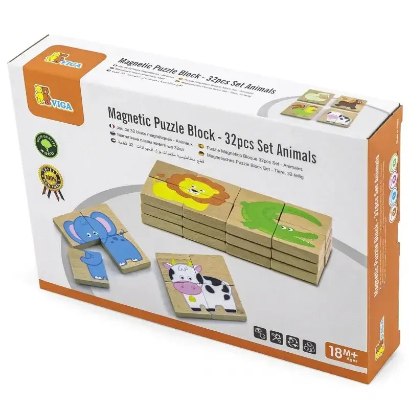 Viga puzzle zwierzęta magnetyczne kolorowa układanka - zabawki-dla-dziewczynki