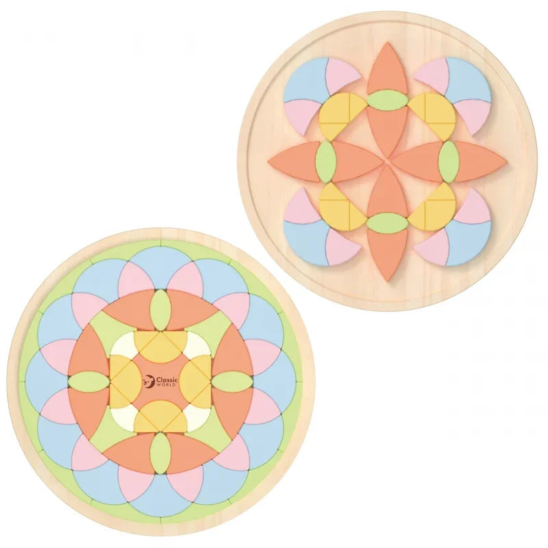 CLASSIC WORLD Pastelowa Mandala Układanka Montessori Mozaika Kwiaty - zabawki-dla-dziewczynki