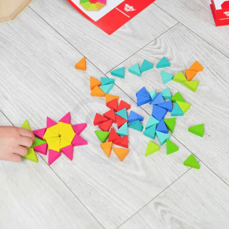 TOOKY TOY Puzzle Ośmiokątne Drewniana Mozaika Edukacyjna (73el.) - zabawki-dla-dziewczynki