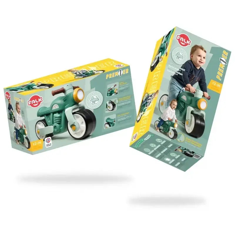 Falk Jeździk Biegowy Ciche Koła Motor Prem1er Retro Zielony retro design dla najmłodszych - zabawki-dla-dziewczynki