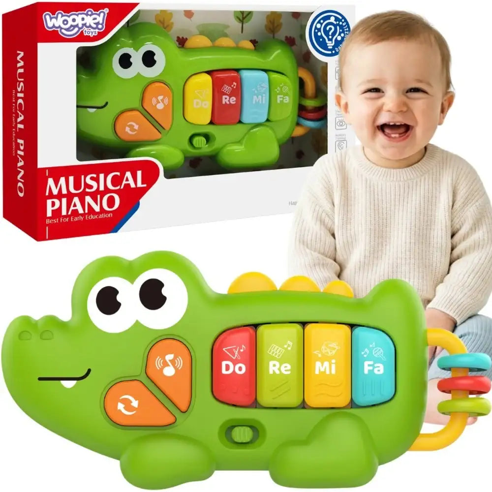 1-WOOPIE BABY Pianinko Interaktywne Krokodyl Organki Muzyczne Dźwięki Światło 18m+-1