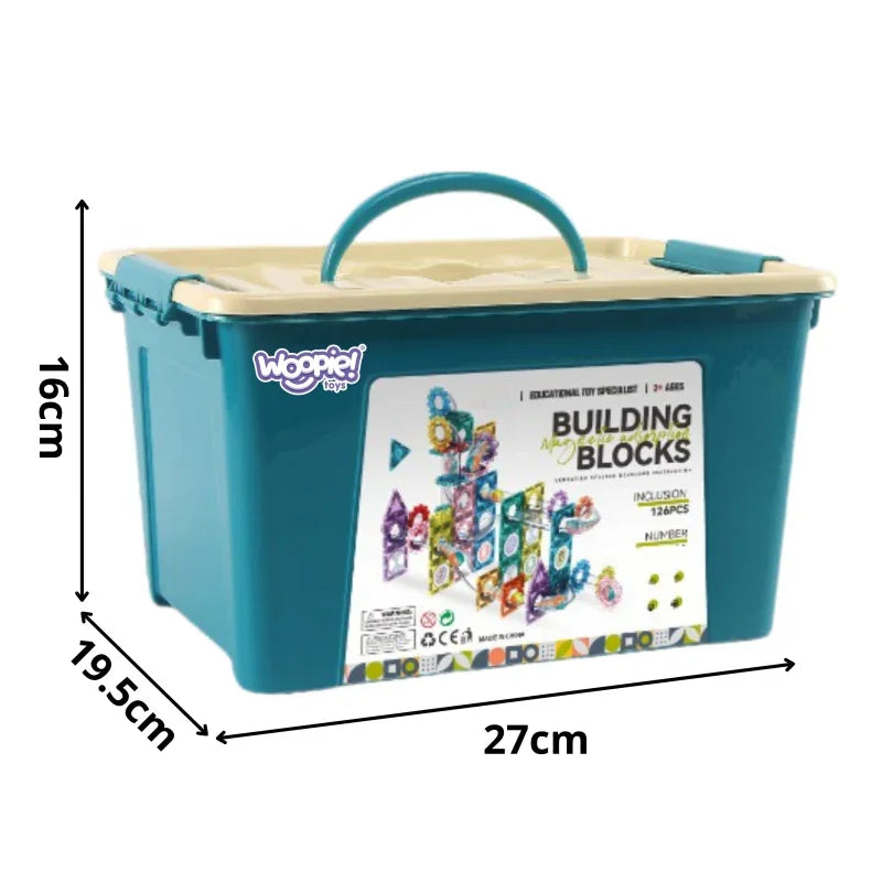 WOOPIE Klocki Magnetyczne Konstrukcyjne 3D Zestaw Edukacyjny Tor Kulkowy 126el.el. - zabawki-dla-dziewczynki