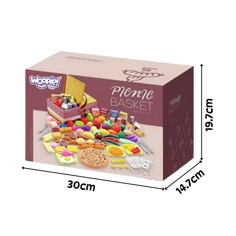 WOOPIE Kosz Piknikowy Owoce Warzywa Fast Food Zestaw XXL 103el. - zabawki-dla-dziewczynki