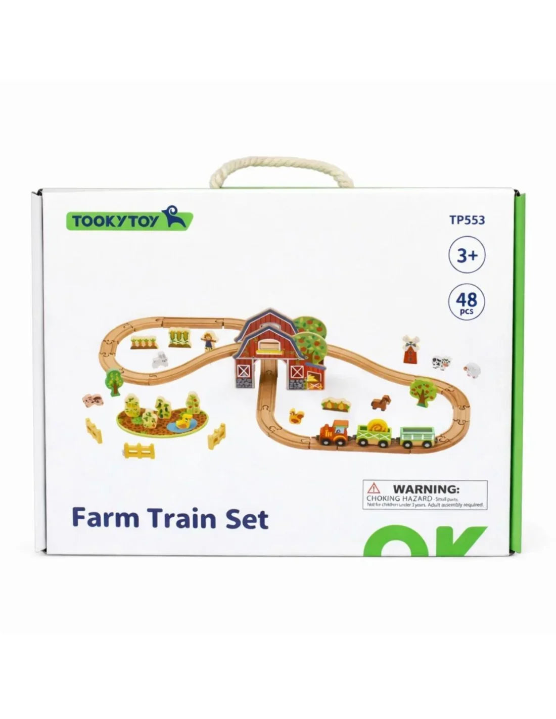 TOOKY TOY drewniana kolejka Farma z figurkami i zwierzątkami