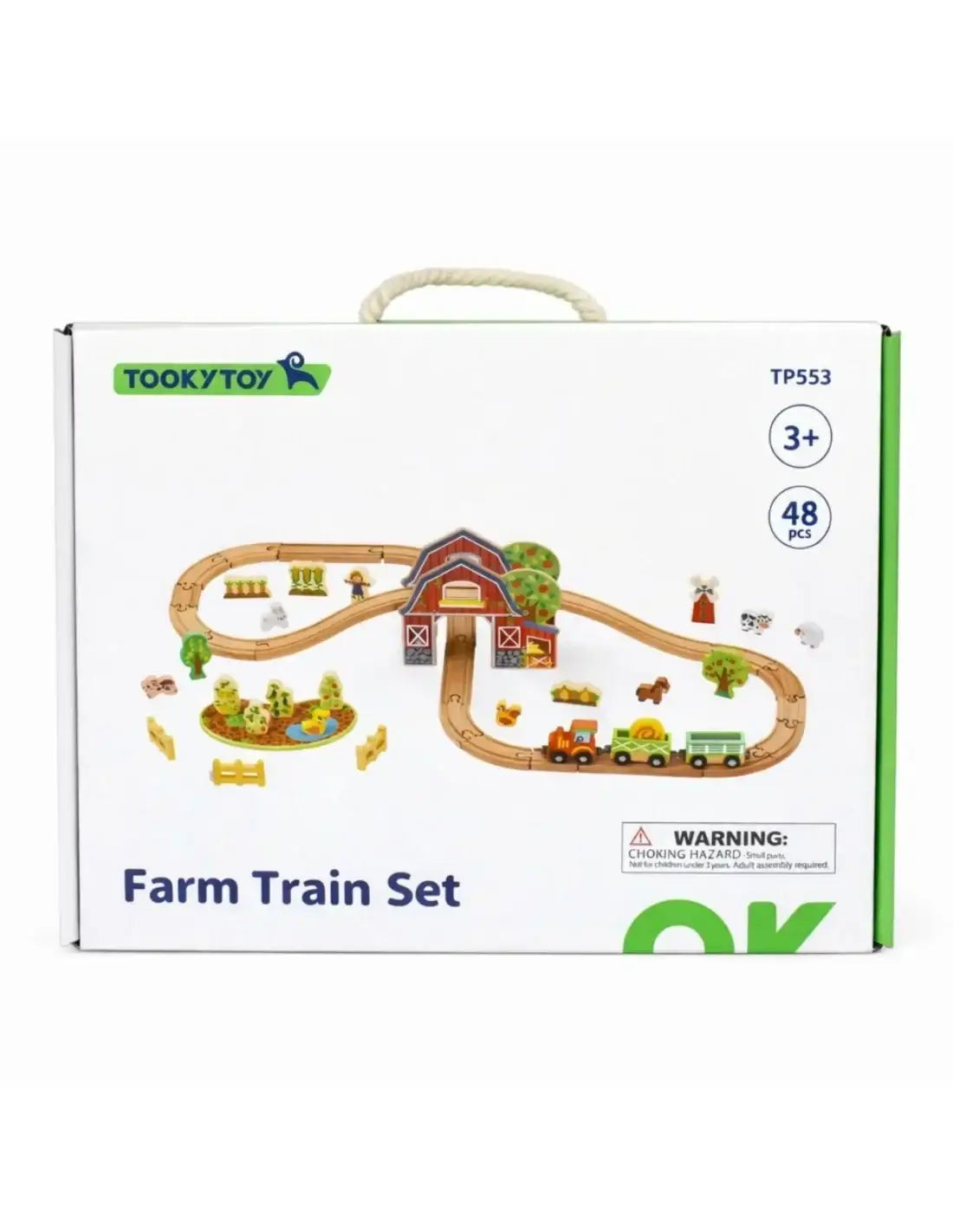 TOOKY TOY drewniana kolejka Farma z figurkami i zwierzątkami