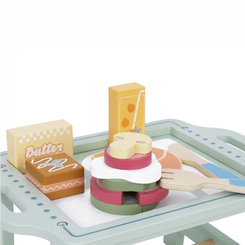 WOOPIE GREEN Zestaw Śniadaniowy z Tacą i Akcesoriami Serwis Pastelowy - zabawki-dla-dziewczynki