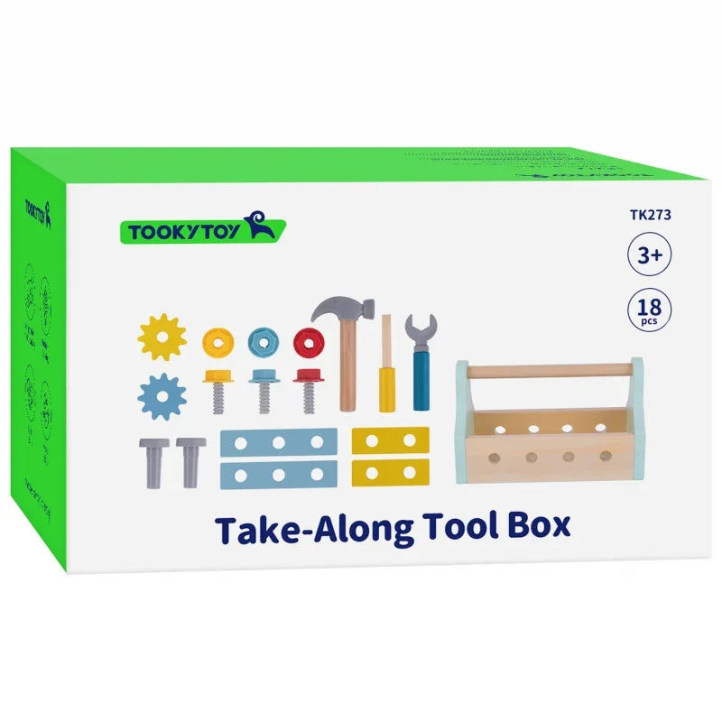 TOOKY TOY Drewniana Skrzynka z Narzędziami Zestaw 18 el. - zabawki-dla-dziewczynki