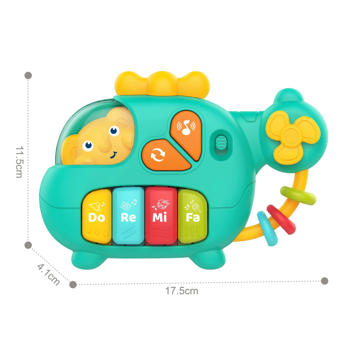 WOOPIE BABY Pianinko Interaktywne Helikopter Słoń dla dzieci 18m+ z dźwiękami i melodiami, muzyczna zabawka edukacyjna rozwijająca słuch i motorykę