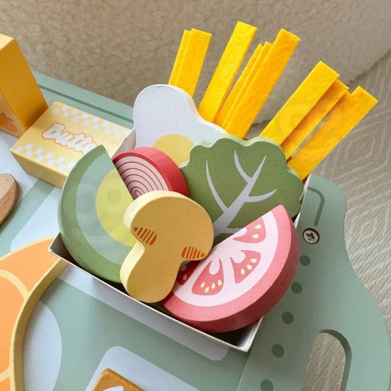 WOOPIE GREEN Zestaw Śniadaniowy z Tacą i Akcesoriami Serwis Pastelowy - zabawki-dla-dziewczynki
