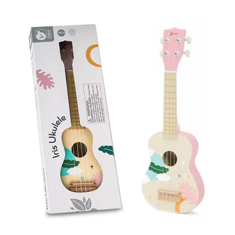 CLASSIC WORLD Drewniane Ukulele Gitara dla Dzieci Różowa - zabawki-dla-dziewczynki