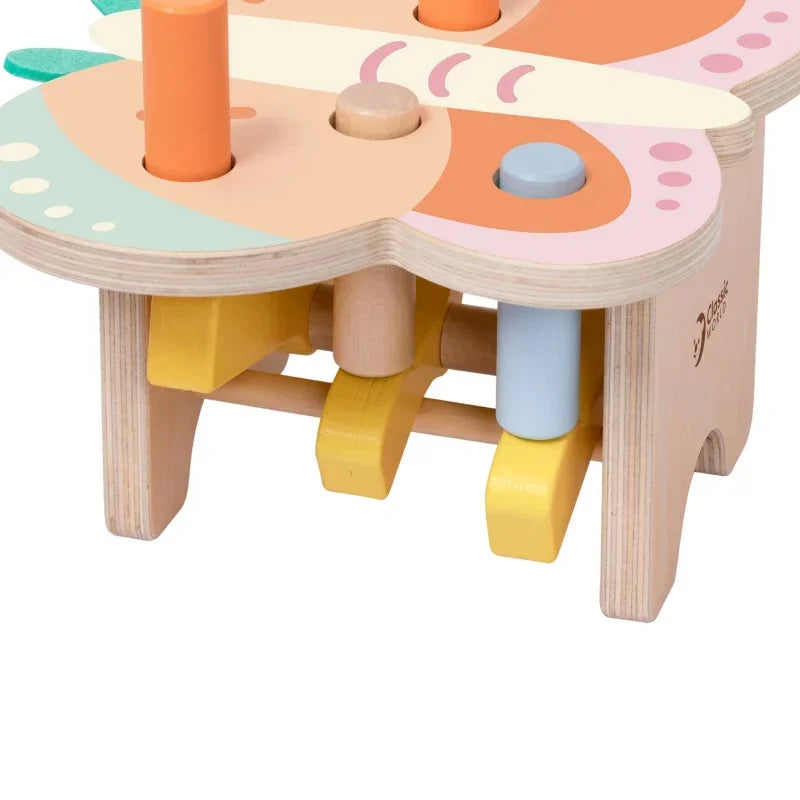 CLASSIC WORLD Wbijak Pastelowy Motylek Montessori z Młoteczkiem - zabawki-dla-dziewczynki