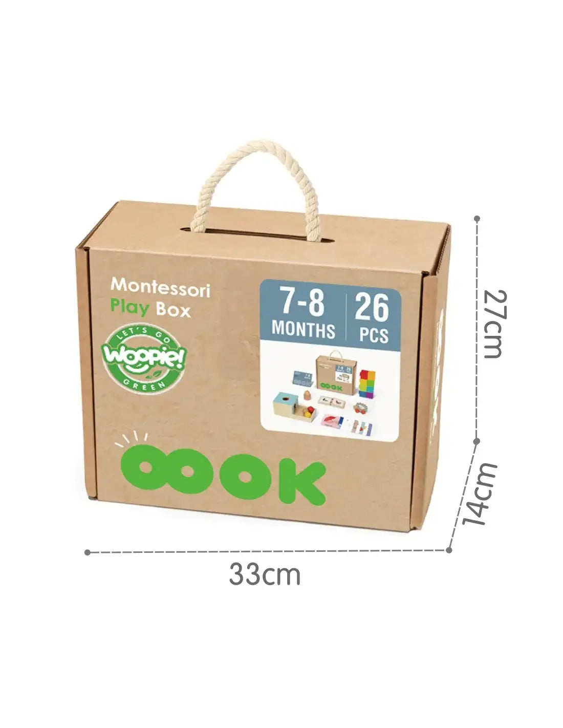 7-WOOPIE GREEN Box Pudełko XXL Montessori Edukacyjne 6w1 Sensoryczne 7-8 Miesięcy 26el. FSC-7