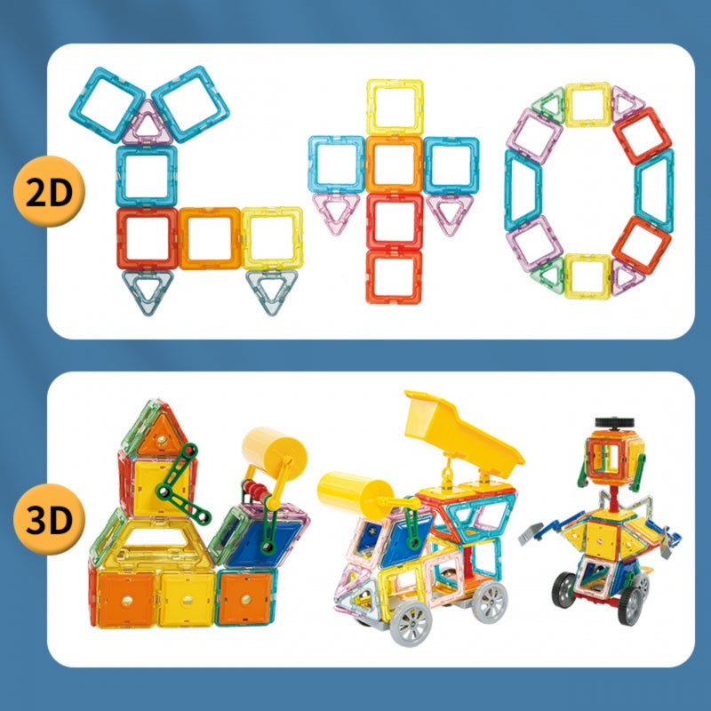 3-WOOPIE Klocki Magnetyczne Kolorowe 3D Pojazdy Zestaw STEAM 80el.-3
