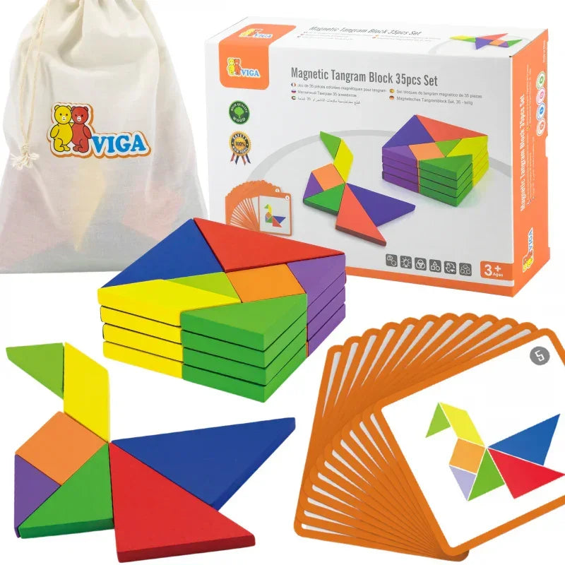 VIGA drewniany tangram gra edukacyjna układanka FSC - zabawki-dla-dziewczynki