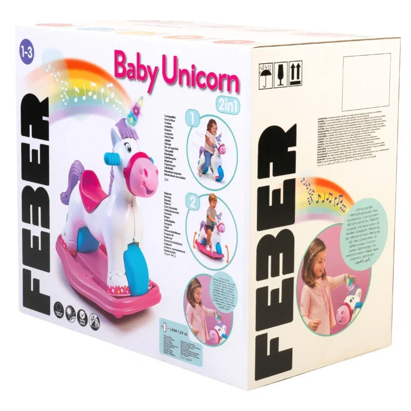 FEBER Interaktywny Bujany Jednorożec 2w1 – Jeździk Biegowy - zabawki-dla-dziewczynki