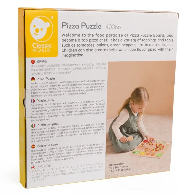 Układanka drewniana CLASSIC WORLD pizza z elementami warzyw - zabawki-dla-dziewczynkii