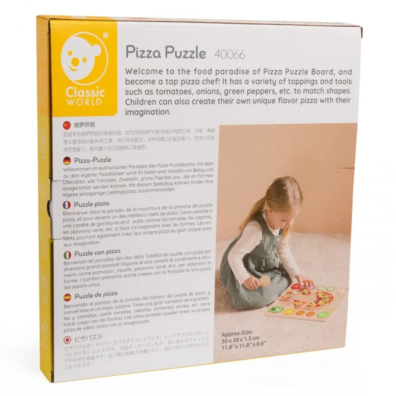 CLASSIC WORLD Drewniana Pizza do Krojenia Układanka Warzywa 22 el. - zabawki-dla-dziewczynki