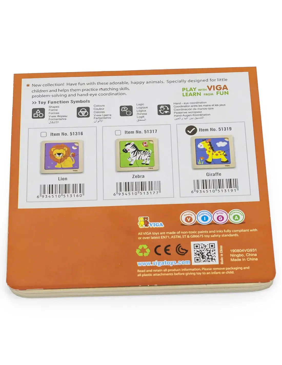 6-VIGA Poręczne Drewniane Puzzle Żyrafa-6