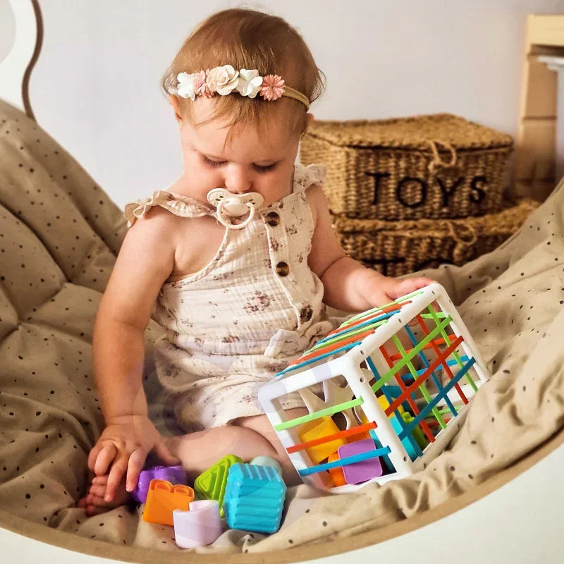 WOOPIE BABY Elastyczna Kostka Sensoryczna Sorter dla Dzieci Kolorowe Kształty Alfabet 15 el. - zabawki-dla-dziewczynki