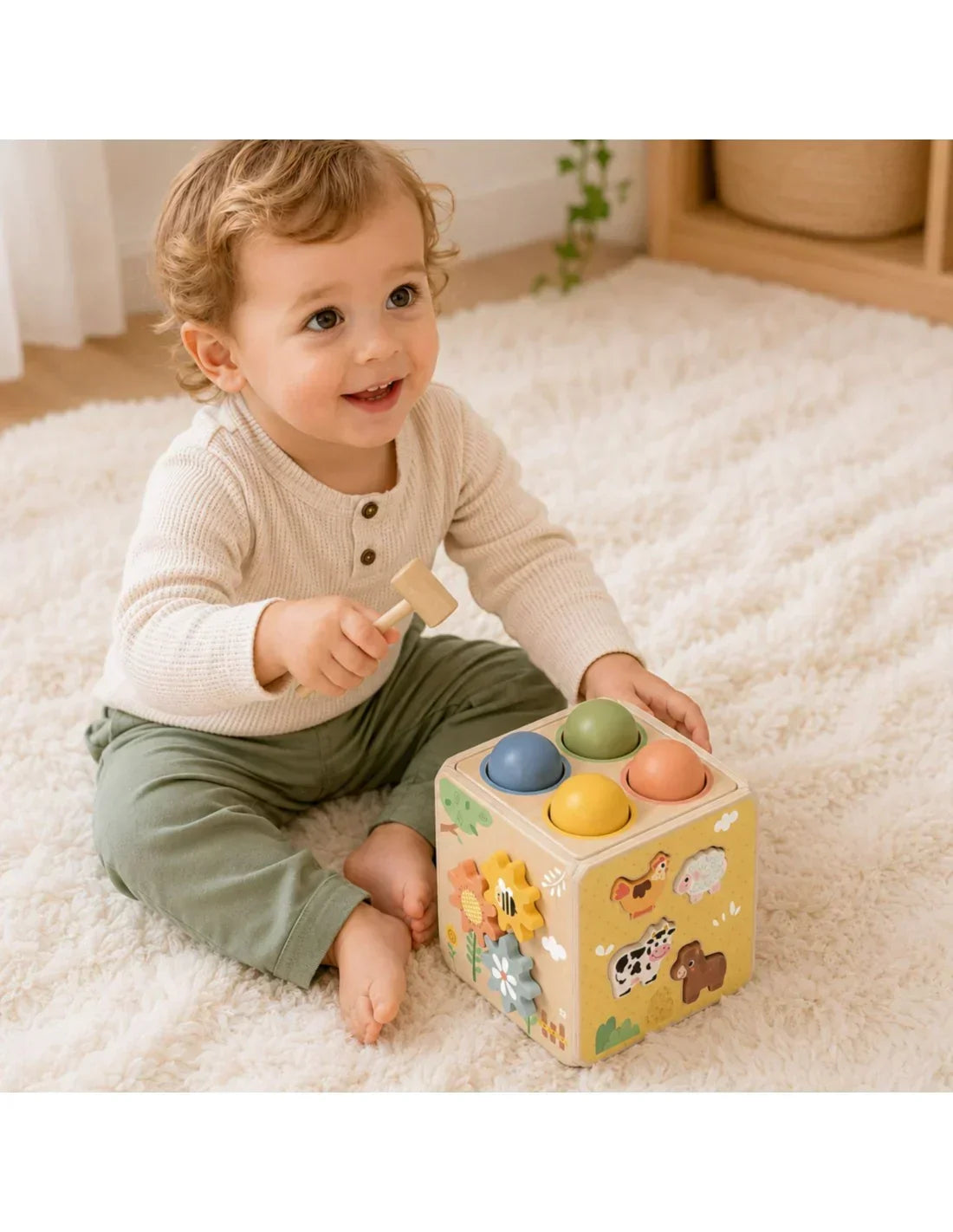 Drewniana kostka Montessori TOOKY TOY dla najmłodszych dzieci