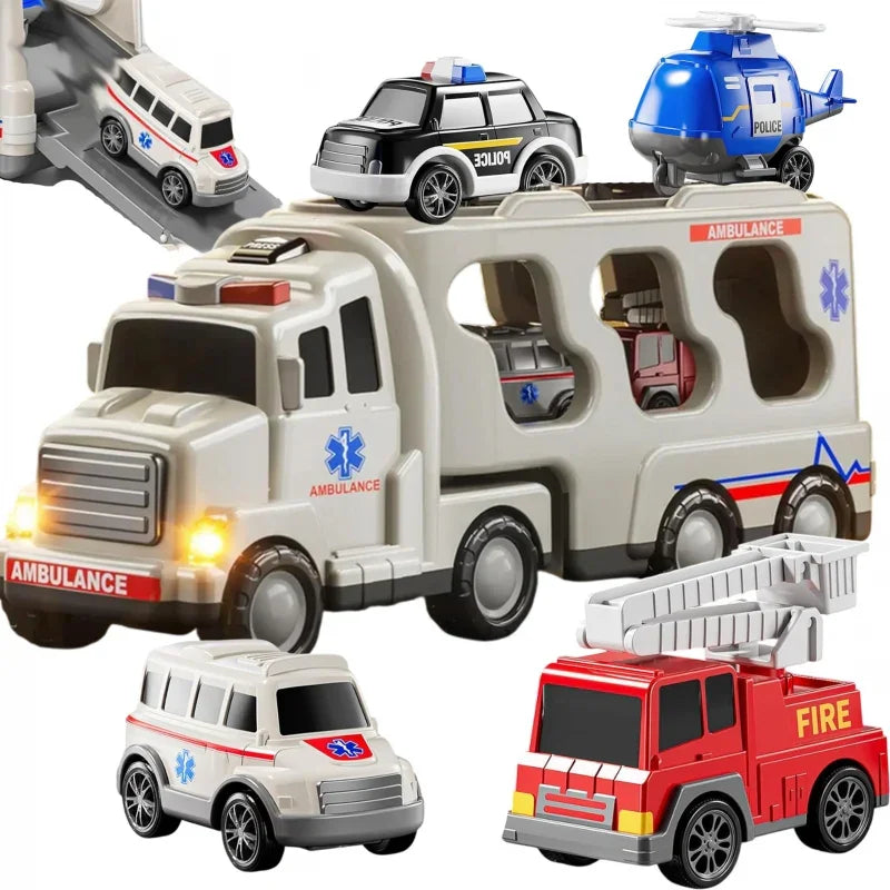 WOOPIE Laweta Drogowa zestaw 5 Aut - Ambulans - zabawki-dla-dziewczynki