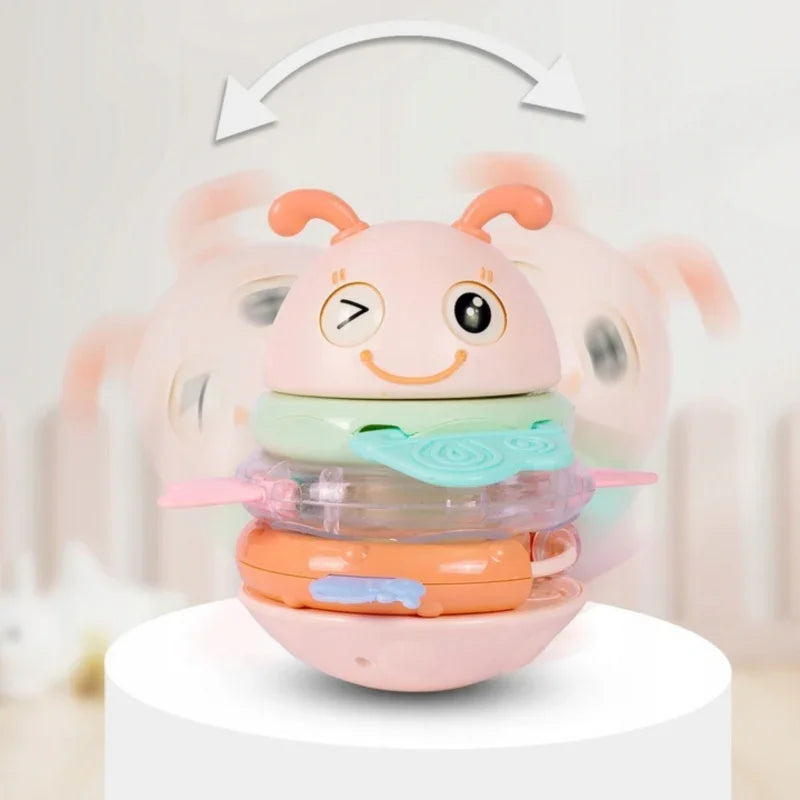 3-WOOPIE Baby Wańka Wstańka Zabawka Sensoryczna 2w1 Grzechotka Gryzak Różowa-3