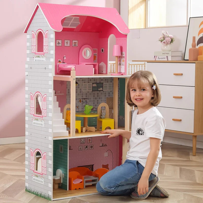 VIGA Duży Drewniany Domek dla Lalek - zabawki-dla-dziewczynki