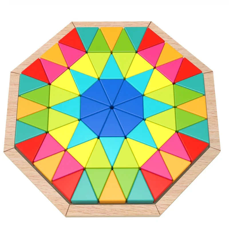 TOOKY TOY Puzzle Ośmiokątne Drewniana Mozaika Edukacyjna (73el.) - zabawki-dla-dziewczynki