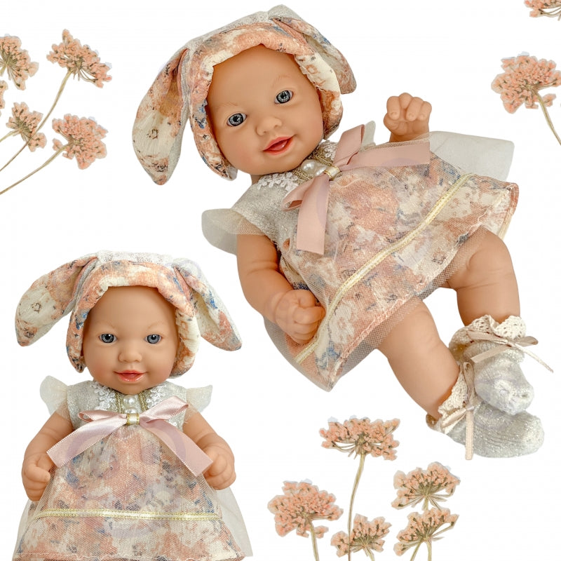 1-WOOPIE ROYAL Lalka Bobas Vintage 24 cm w Sukience i Czapeczce Króliczka-1