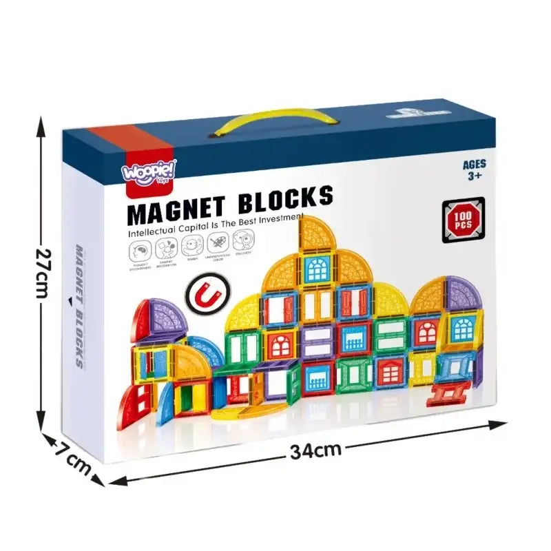 WOOPIE Klocki Magnetyczne Konstrukcyjne 3D Zestaw Edukacyjny Zamek 100el. - zabawki-dla-dziewczynki