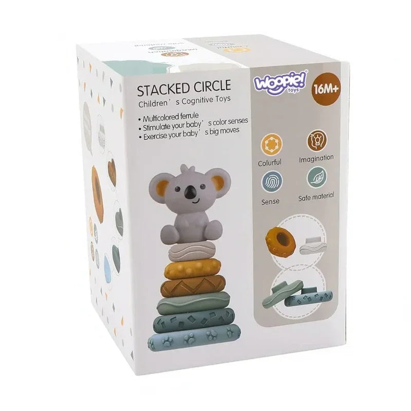 Piramidka Koala Woopie 2w1 gryzak zabawka sensoryczna dla niemowląt - zabawki-dla-dziewczynki