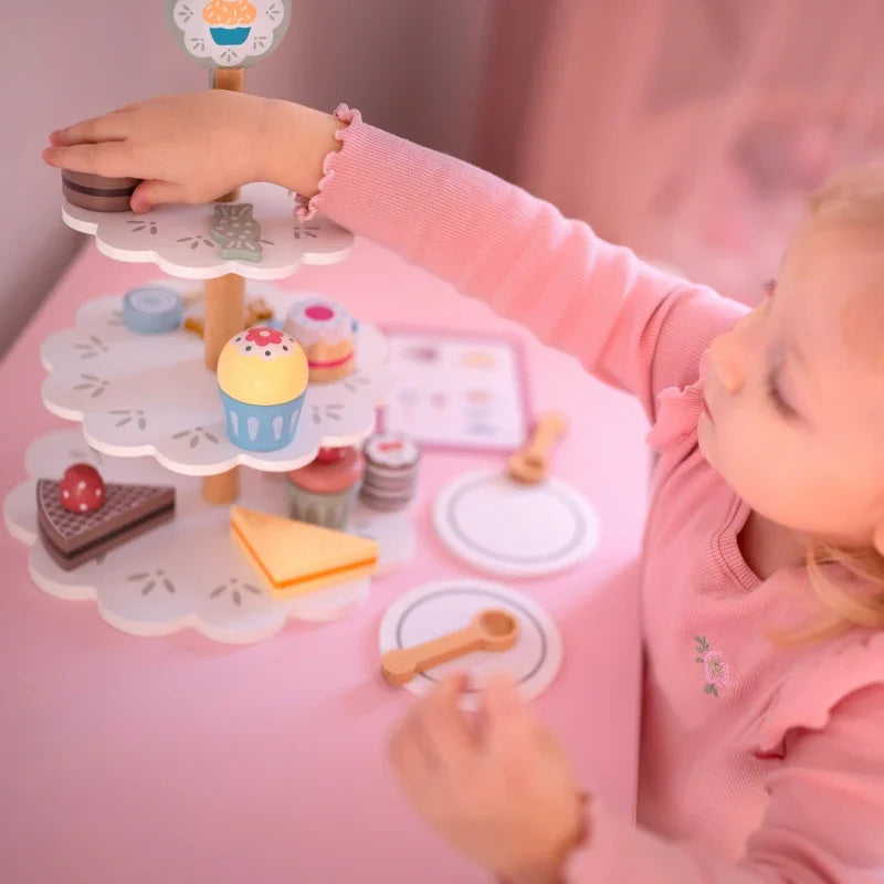 TOOKY TOY Patera Słodkości Drewniany Stojak Babeczki Ciasta - zabawki-dla-dziewczynki