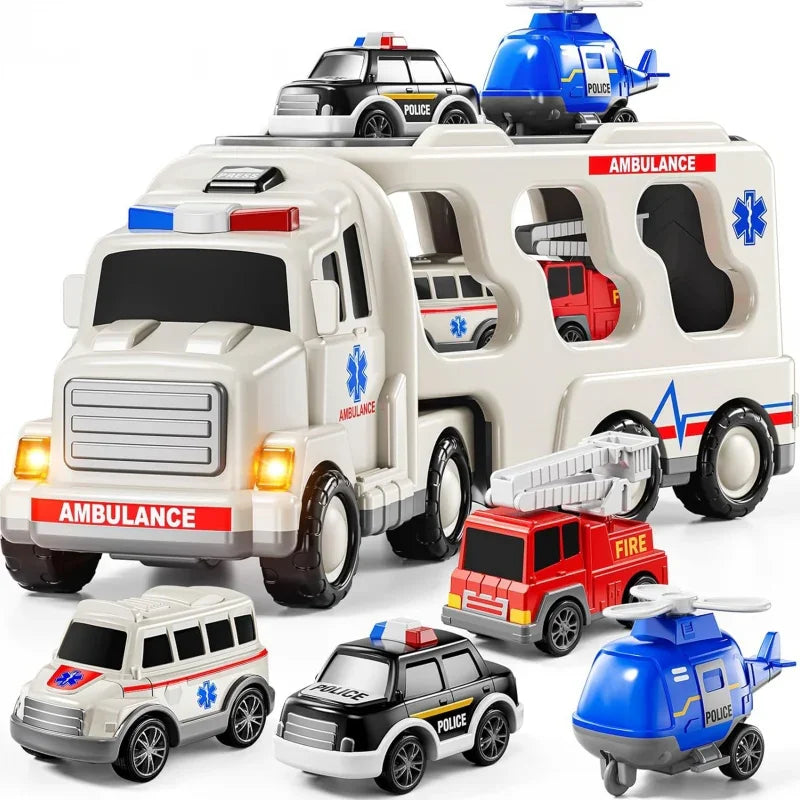 WOOPIE Laweta Drogowa zestaw 5 Aut - Ambulans - zabawki-dla-dziewczynki