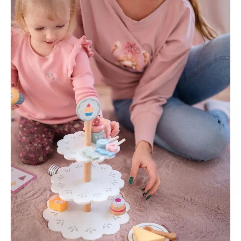 TOOKY TOY Patera Słodkości Drewniany Stojak Babeczki Ciasta - zabawki-dla-dziewczynki