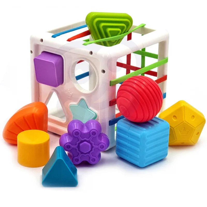 WOOPIE BABY Elastyczna Kostka Sensoryczna Sorter dla Dzieci Kolorowe Kształty 11 el. - zabawki-dla-dziewczynki
