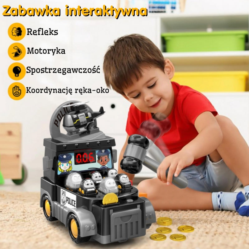 3-WOOPIE Gra Zręcznościowa Uderz Młotkiem Wbijak Wóz Policyjny z Akcesoriami-3