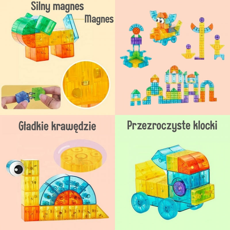 2-WOOPIE Przezroczyste Magnetyczne Klocki Konstrukcyjne 43 el.-2