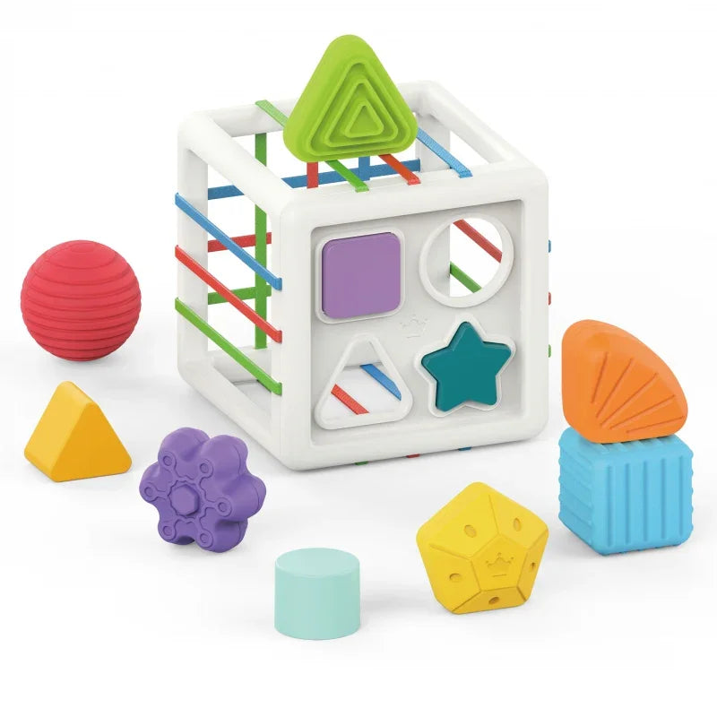 WOOPIE BABY Elastyczna Kostka Sensoryczna Sorter dla Dzieci Kolorowe Kształty 11 el. - zabawki-dla-dziewczynki